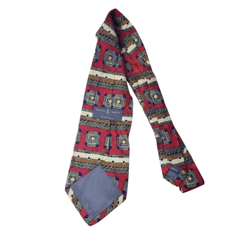 Robert Talbott Studio 100% Silk Hand Sewn Geometric Pattern Tie Made in‎ USA